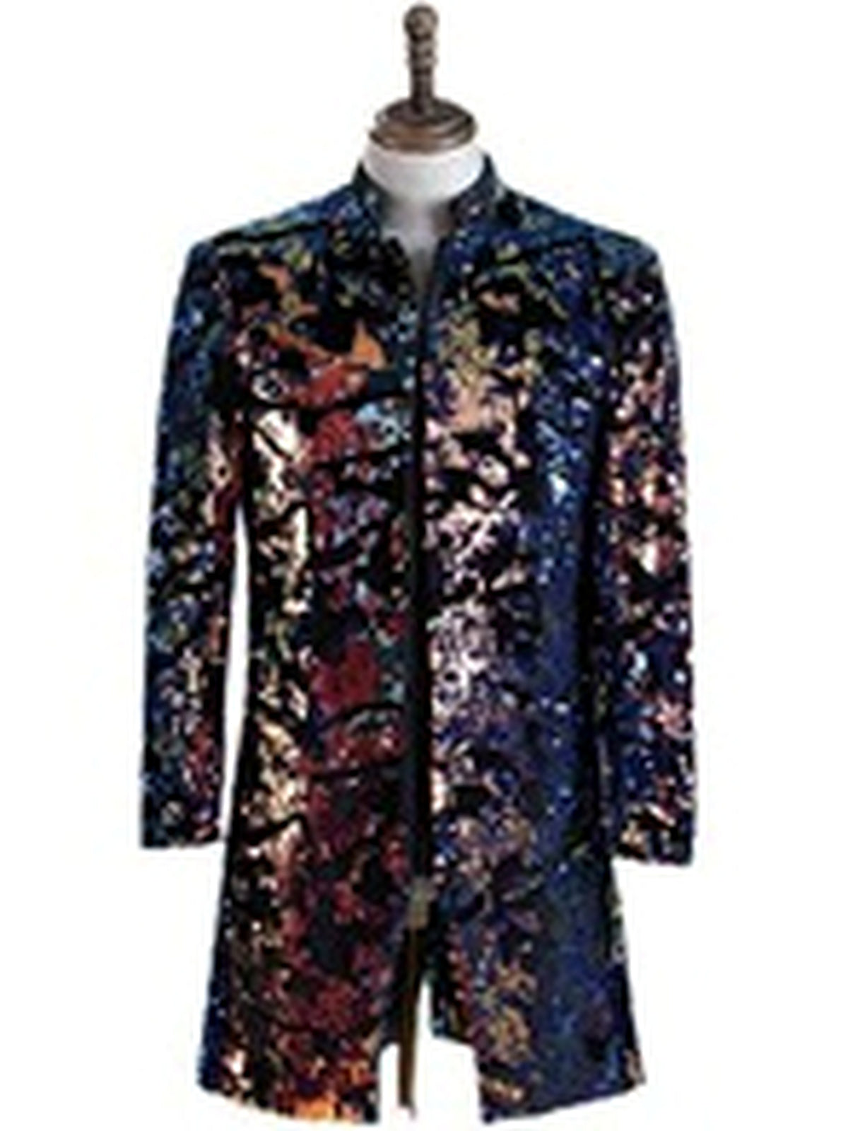 Men's Sequin Slim Fit Long Sleeve Blazer for Everyday Smart-Casual Wear - product detail view 3