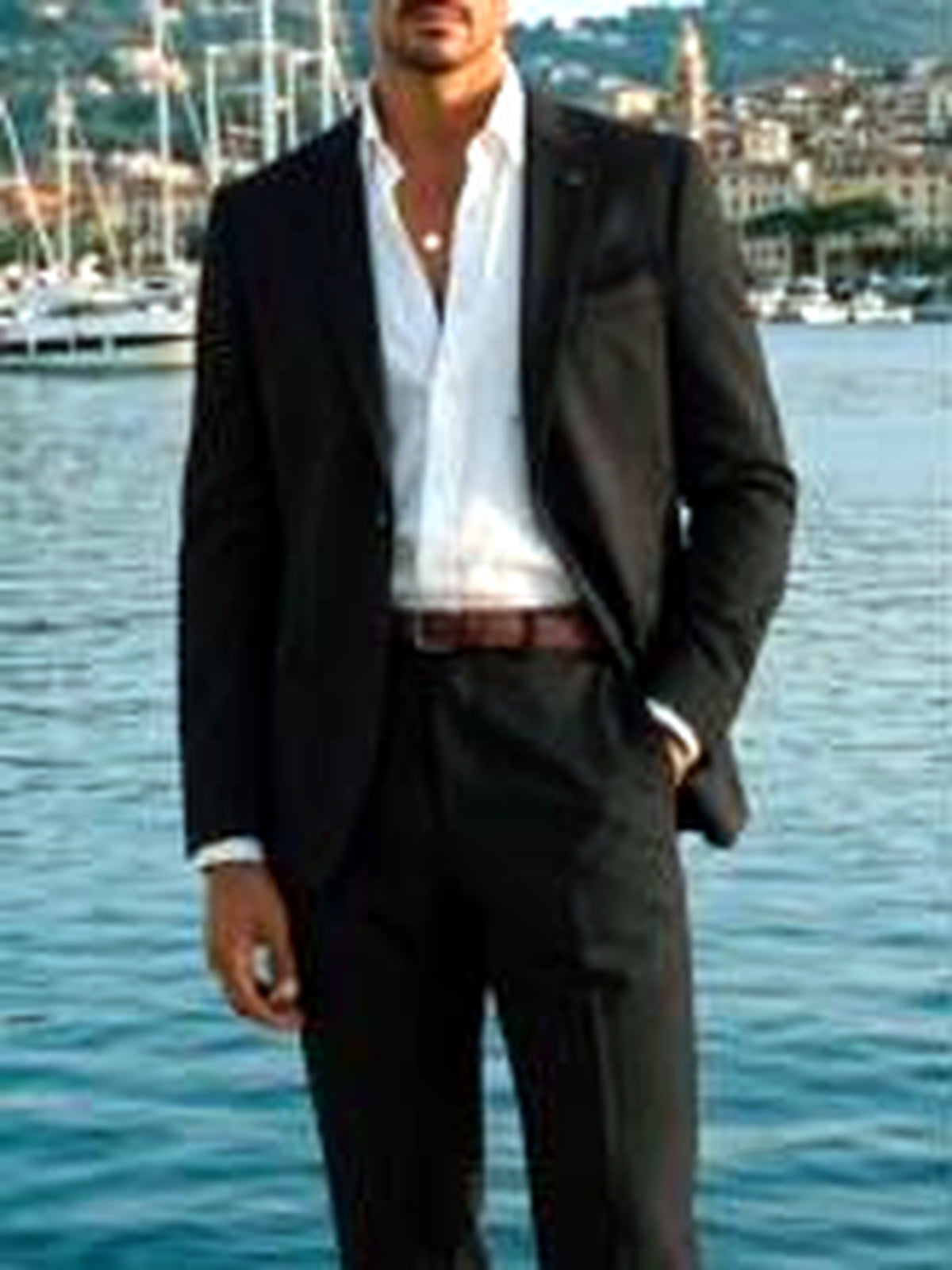 Men's Lightweight Business Blazer and Pants Set Casual Suit Outfit - product detail view 3