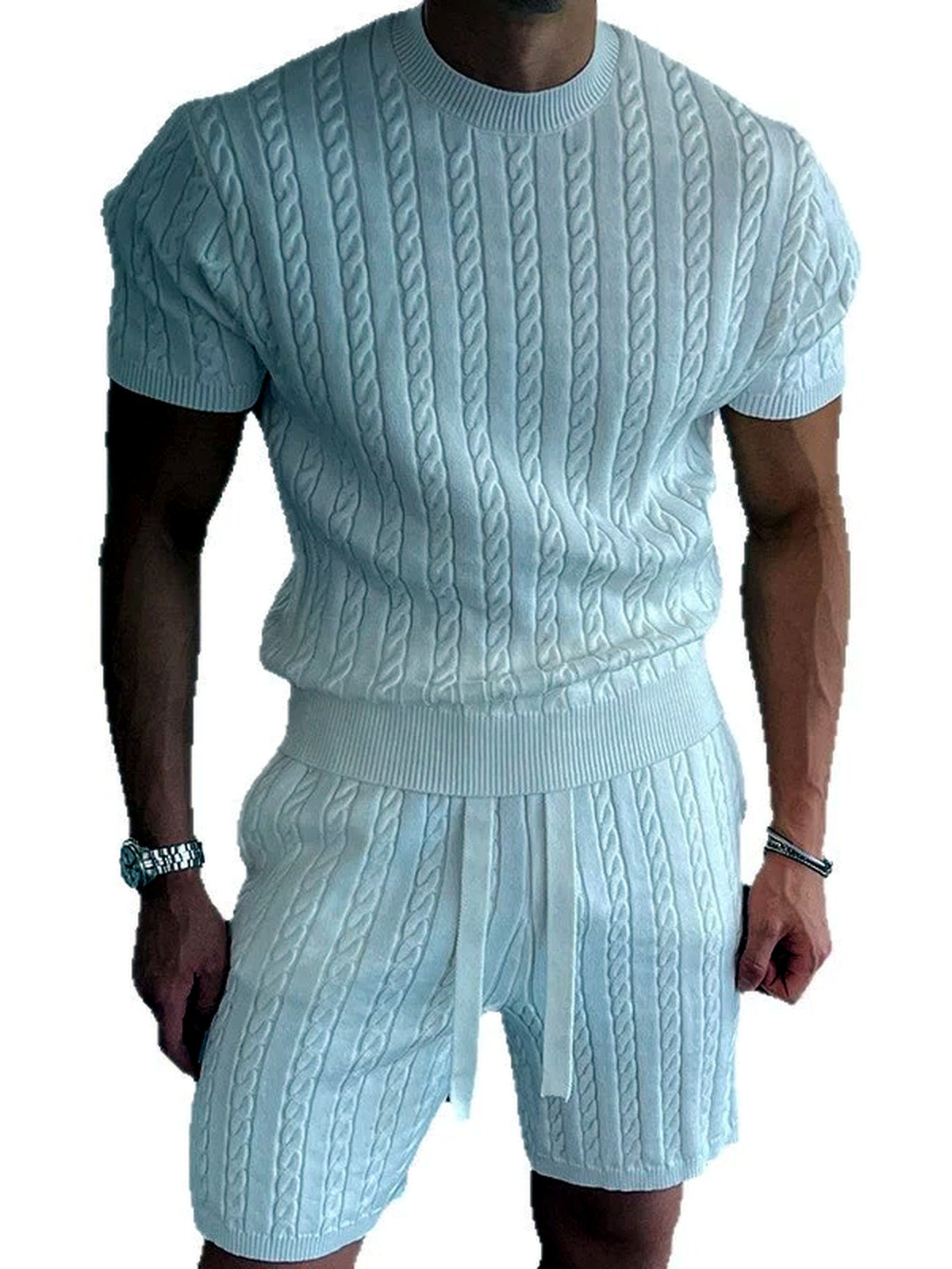 Men's Lyocell Cotton Casual Bermuda Shorts Elastic Waist Summer Shorts - product detail view 1