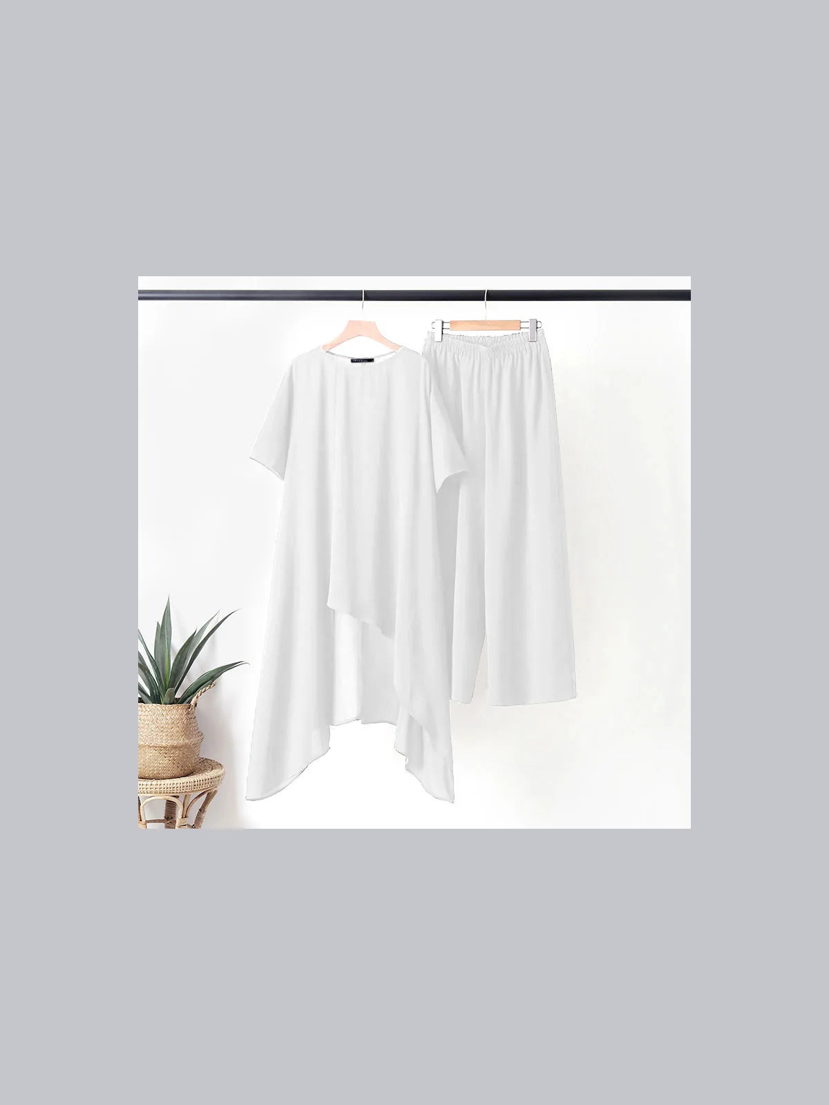 Women's Cotton Linen Two Piece Outfit Set - product view 4