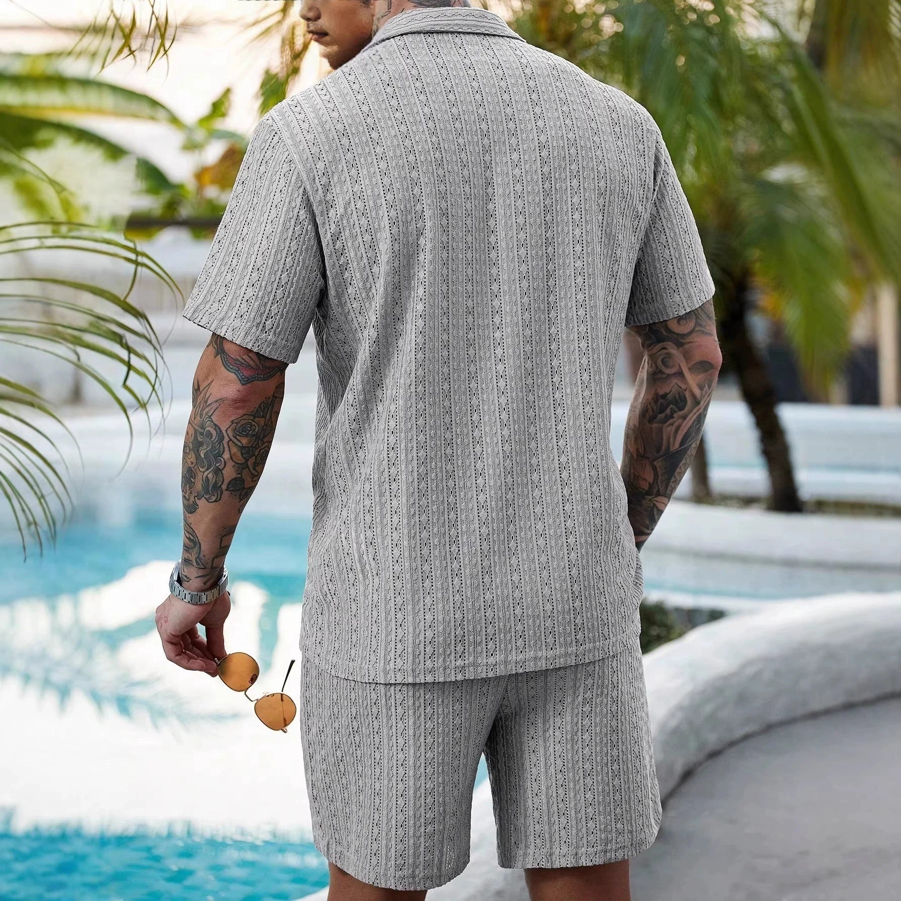 Men's Lyocell Cotton Casual Bermuda Shorts Elastic Waist Summer Shorts product image