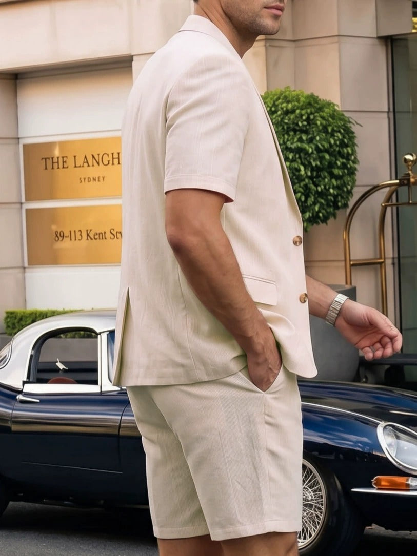 Men's Lightweight Business Blazer and Pants Set Casual Summer Suit Outfit product image