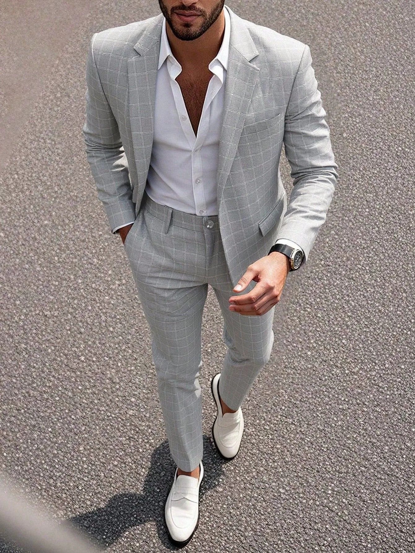 Men's Lightweight Business Blazer and Pants Set Casual Summer Suit Outfit product image