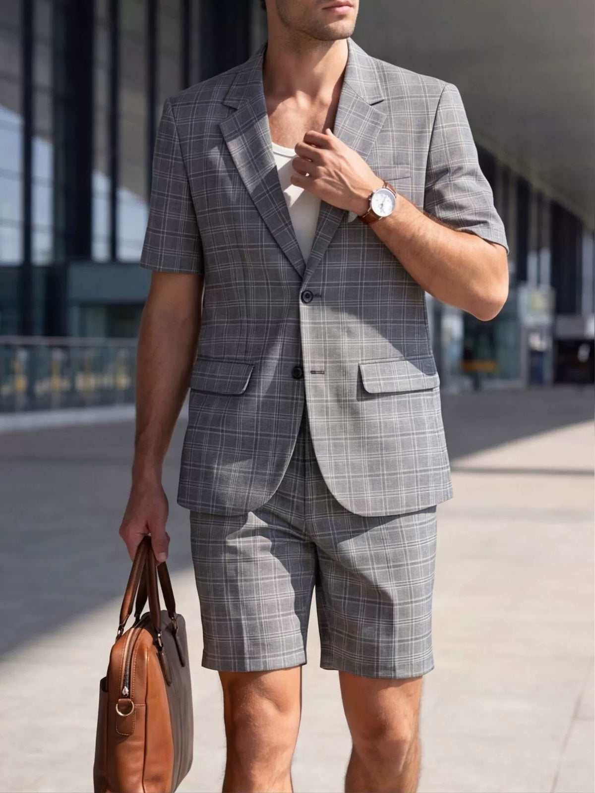 Men's Lightweight Business Blazer and Pants Set Casual Summer Suit Outfit