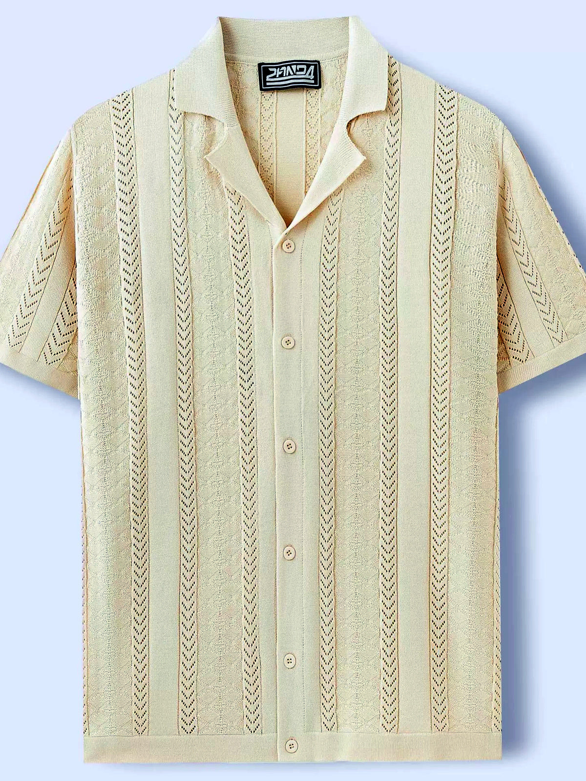 Men's Jacquard Knit Short Sleeve Polo Shirt Business Casual Summer Top - product detail view 2