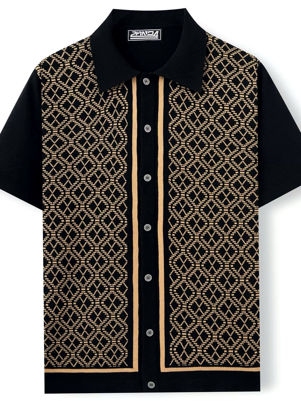 Men's Jacquard Knit Short Sleeve Polo Shirt Business Casual Summer Top - product detail view 2