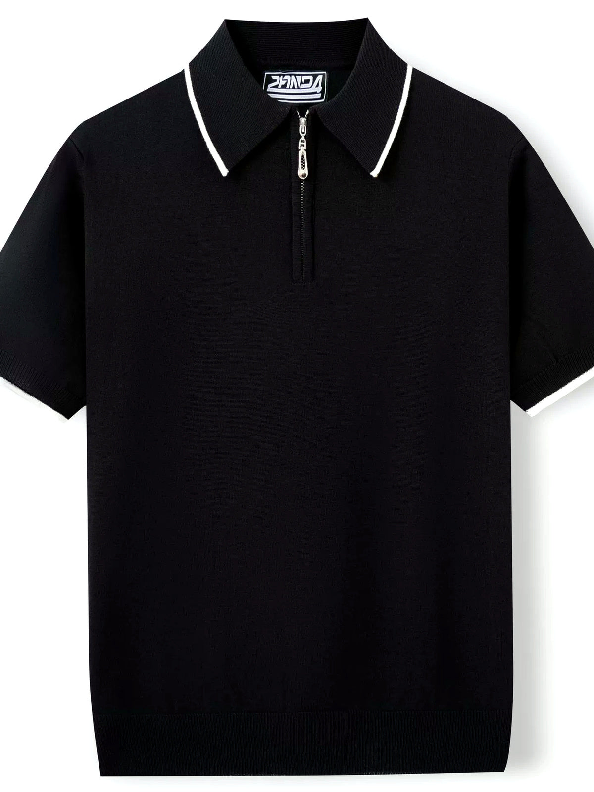 Men's Jacquard Knit Short Sleeve Polo Shirt Business Casual Summer Top - product detail view 2