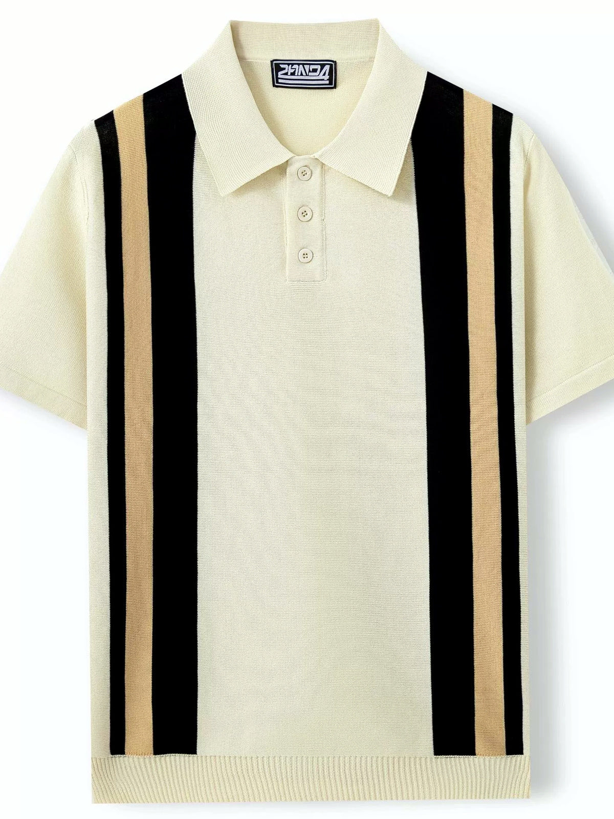 Men's Striped Jacquard Knit Short Sleeve Polo Shirt Business Casual Summer Top - product detail view 2