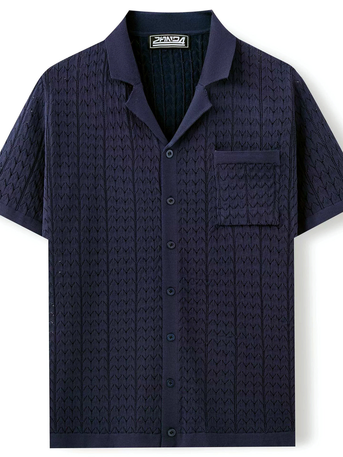 Men's Jacquard Knit Short Sleeve Polo Shirt Business Casual Summer Top - product detail view 3