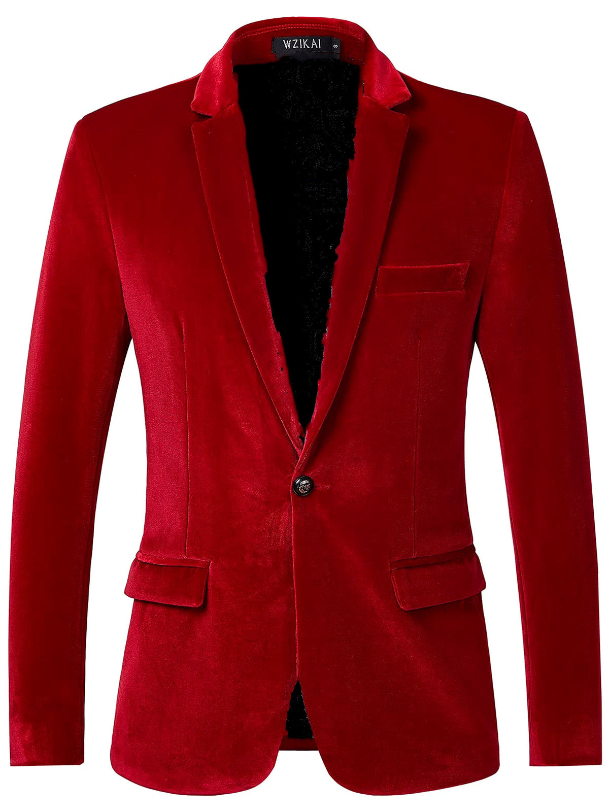 Men's Slim Fit Lightweight Long Sleeve Blazer for Everyday Smart-Casual Wear in Red - product view