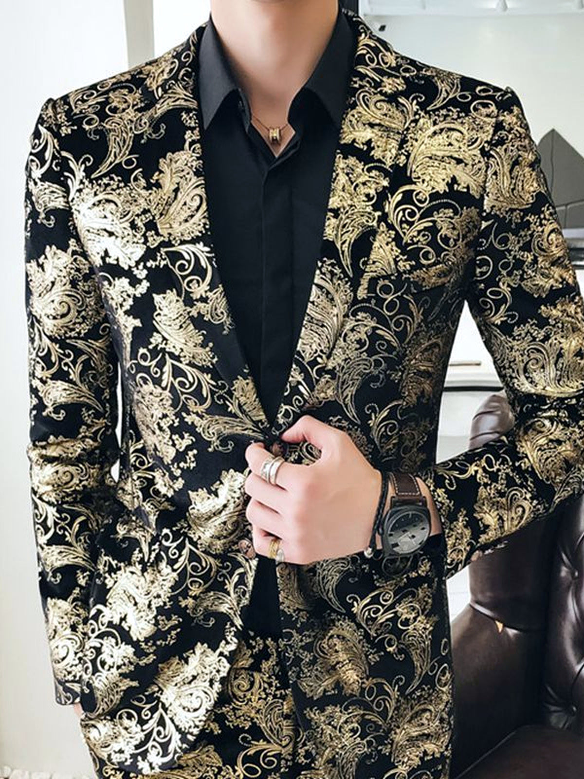 Men's Lightweight Business Blazer and Pants Set Casual Suit Outfit - product detail view 1