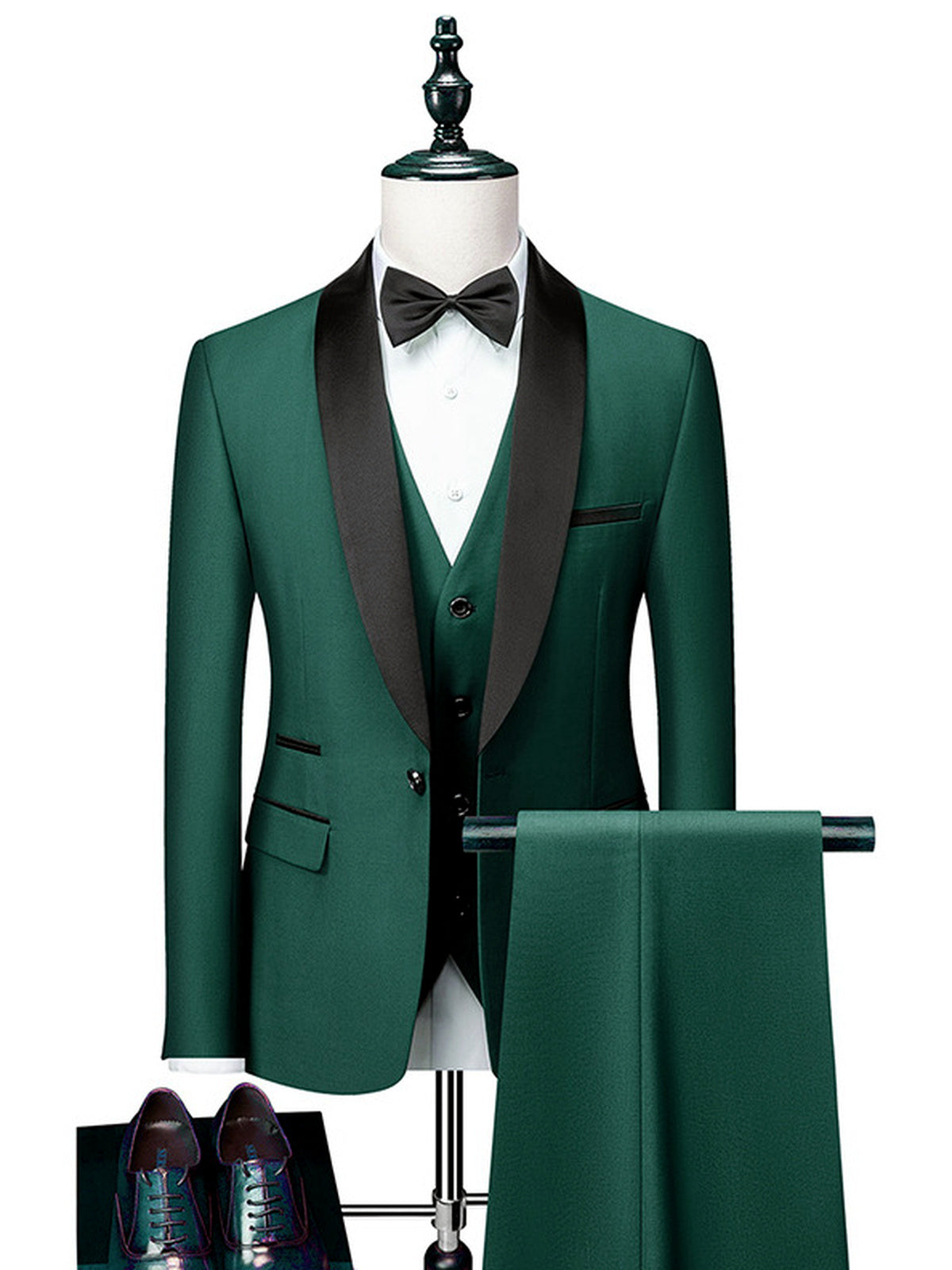 Men's Lightweight Business Blazer and Pants Set Casual Suit Outfit in Army Green - product view
