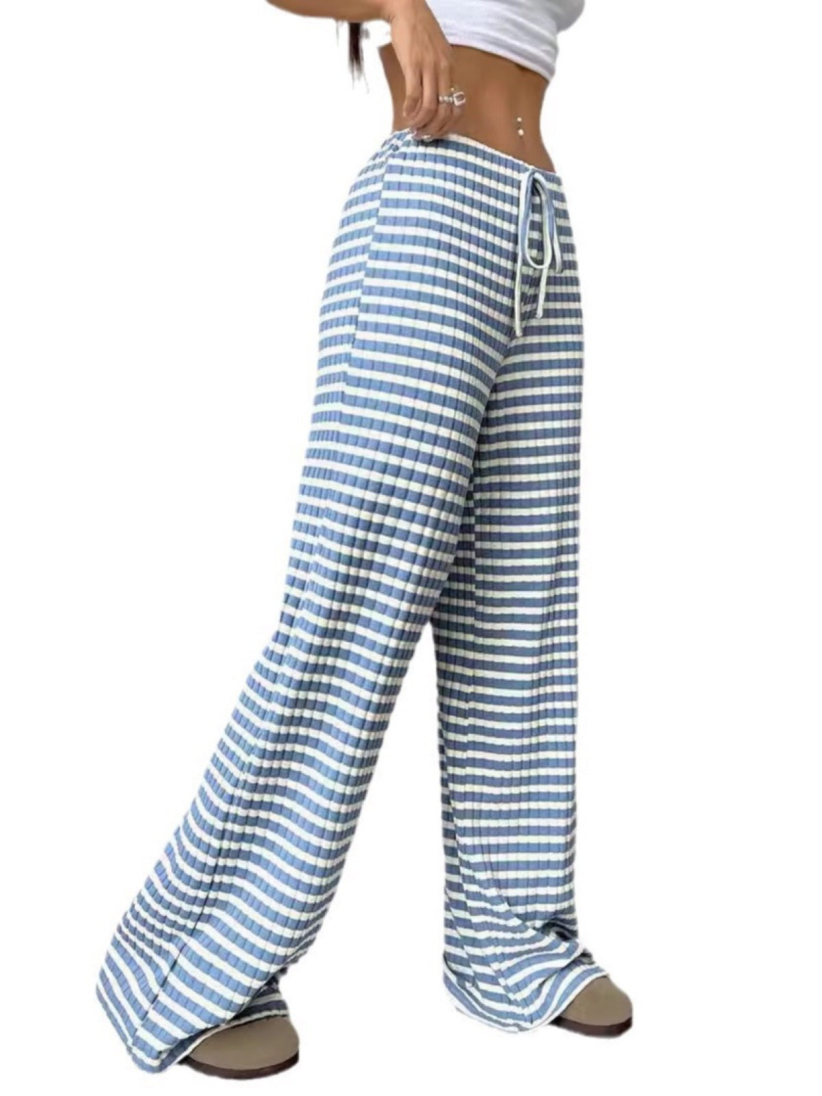 Women's Elastic Waist Drawstring Straight Leg Pants Casual Vacation Trousers product image