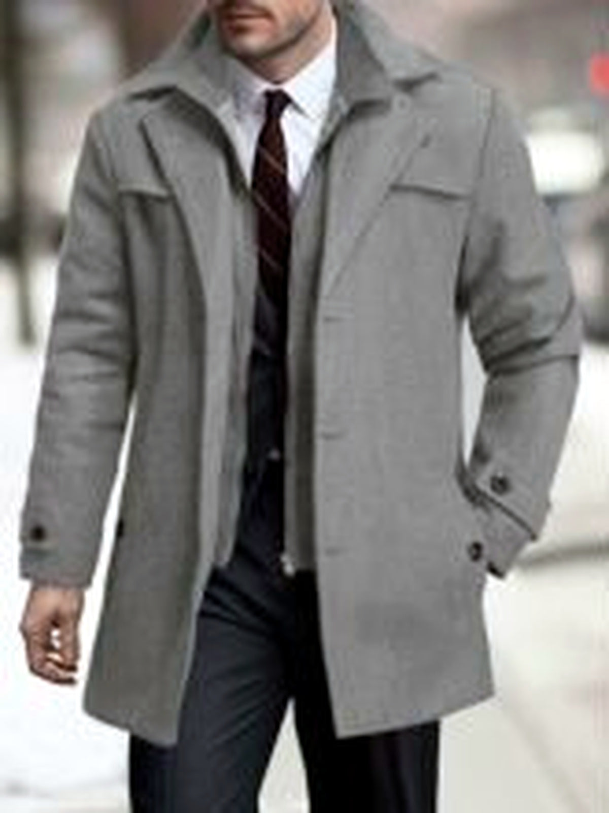 Men's Lapel Collar Mid-Length Jacket for Everyday Smart-Casual Wear - product detail view 3
