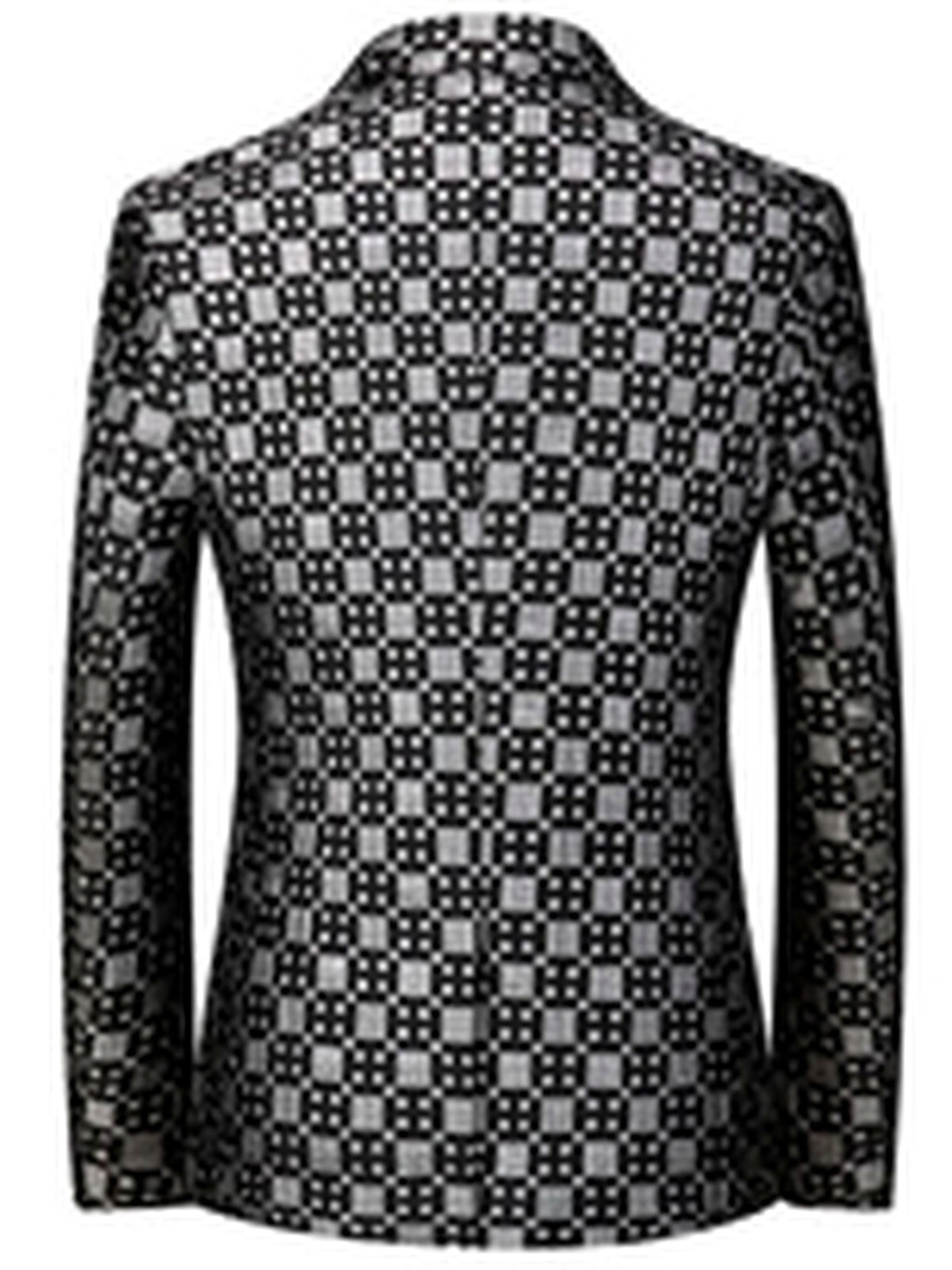 Men's Jacquard Blazer Suit Jacket One Button Party Banquet Formal Outfit - product detail view 4
