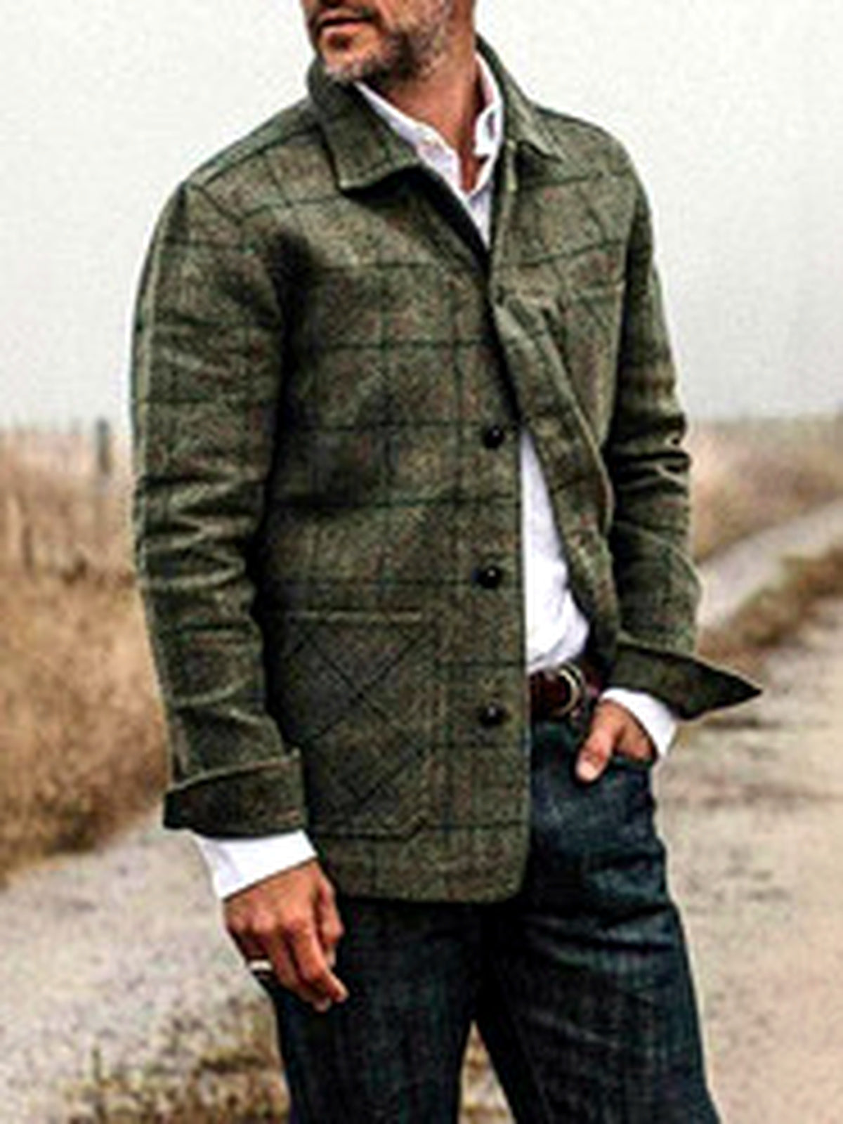 Men's Lapel Collar Solid Color Long Sleeve Blazer Casual Winter - product detail view 7