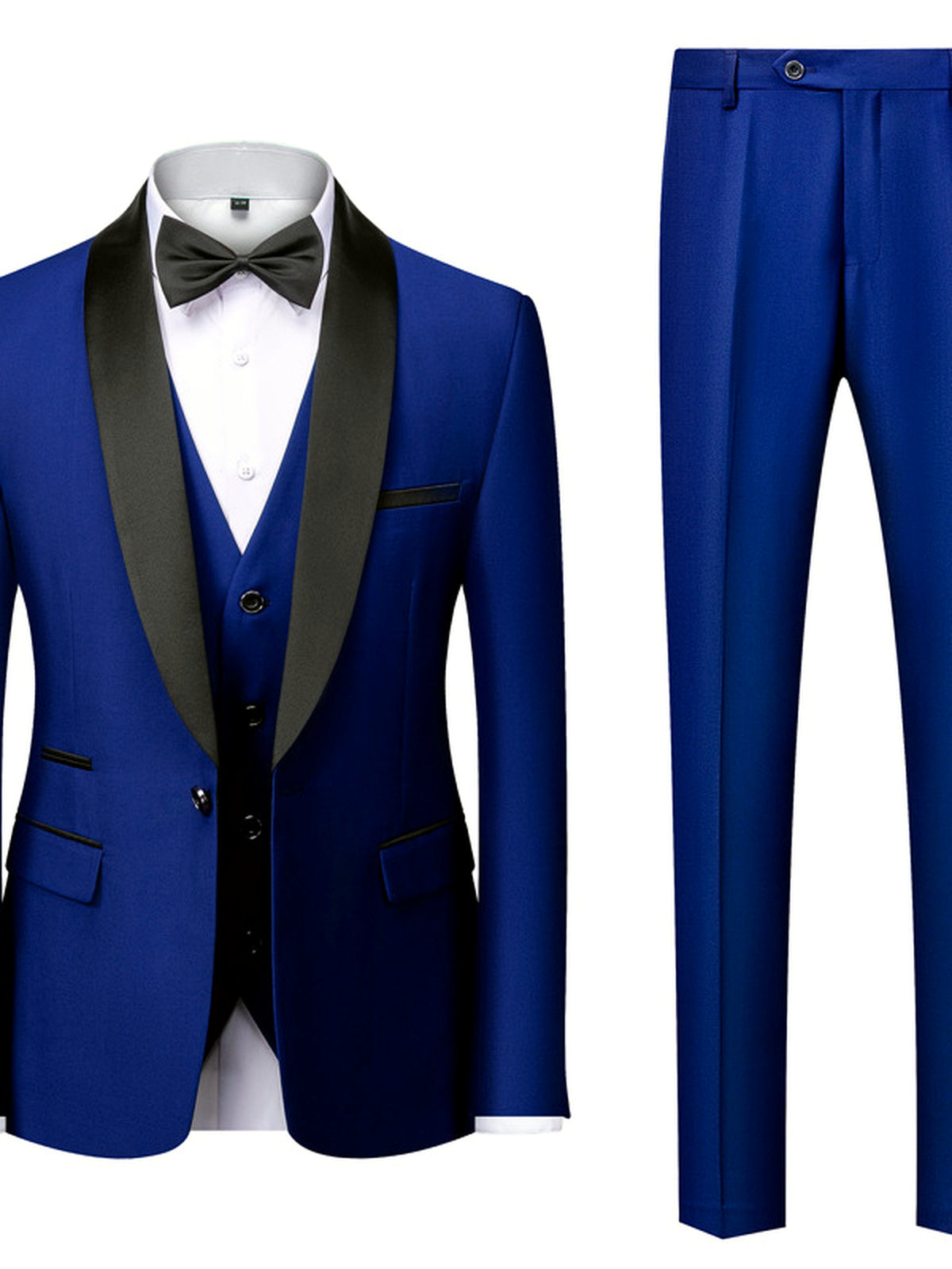 Men's Lightweight Business Blazer and Pants Set Casual Suit Outfit in Royal Blue - product view