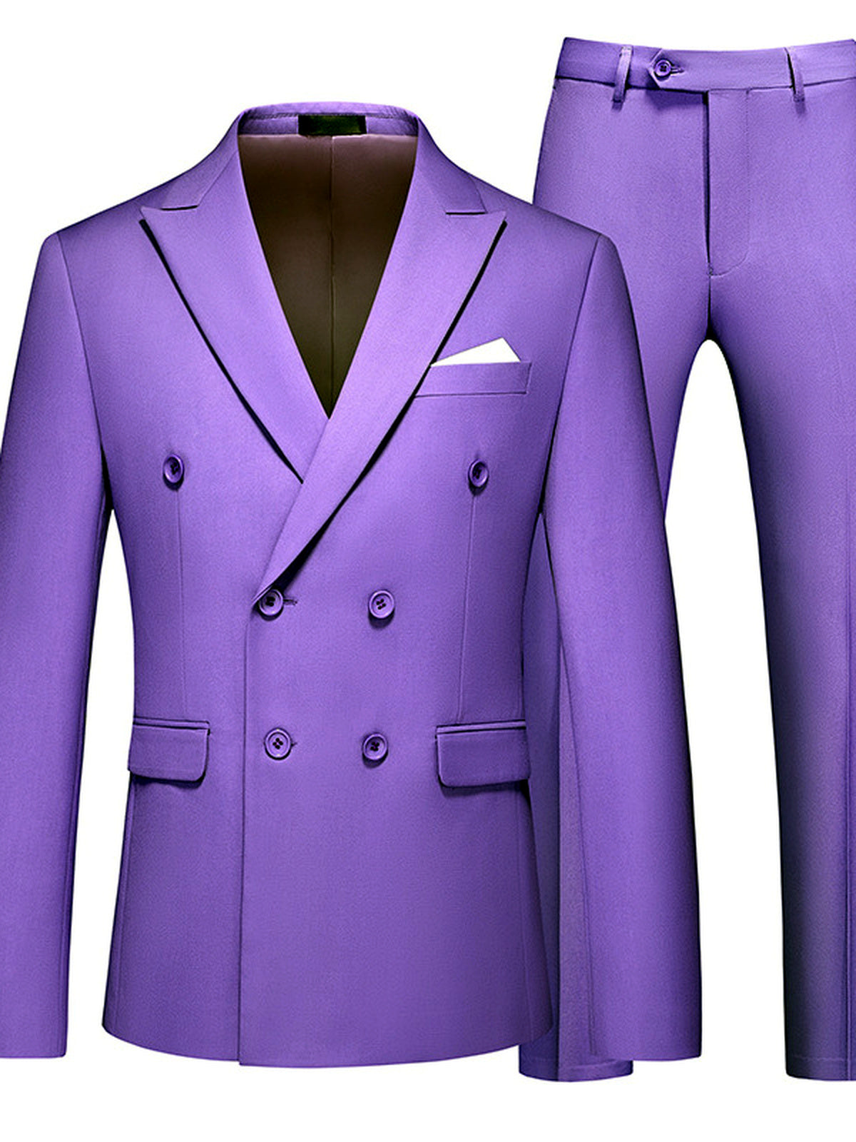Men's Lightweight Business Blazer and Pants Set Casual Suit Outfit in Light Purple - product view