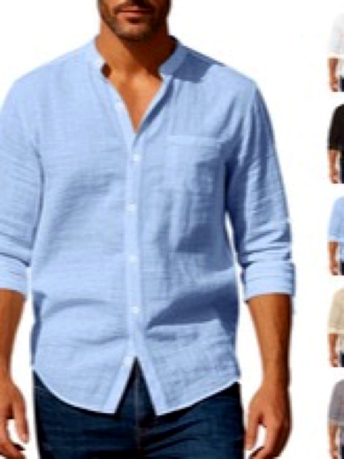 Men's Linen Blend Short Sleeve Shirt Lightweight Casual Summer Button Shirt - product detail view 5