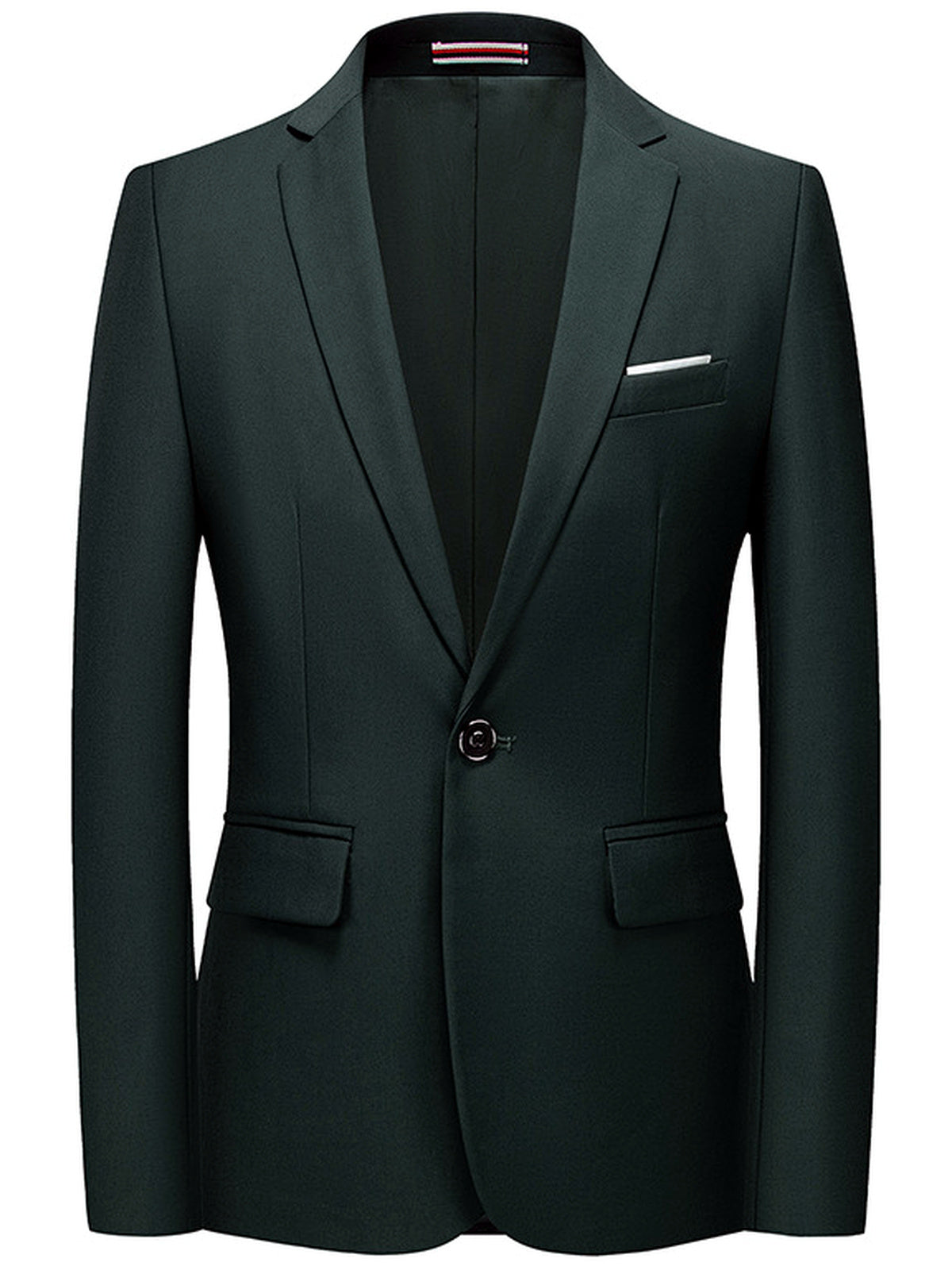 Men's Solid Color Slim Fit Long Sleeve Blazer for Everyday Smart-Casual Wear in Forest Green - product view