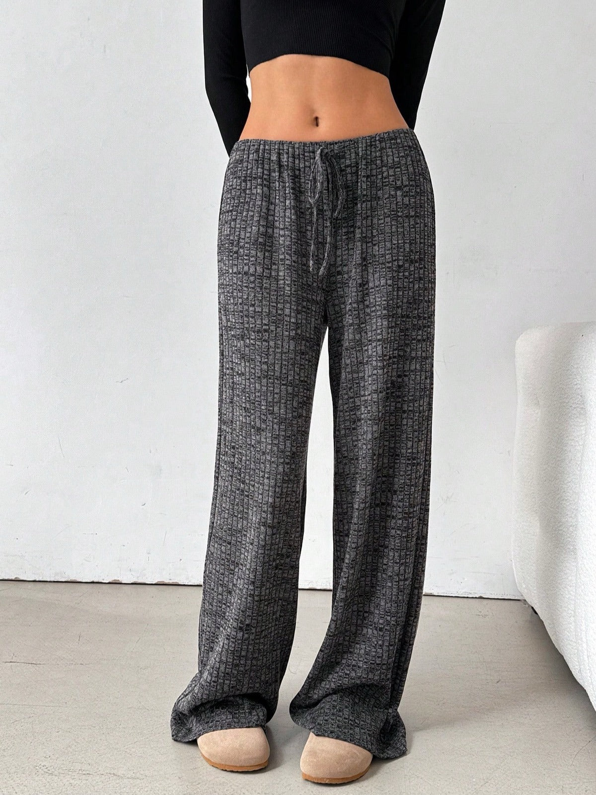 Women's Elastic Waist Drawstring Straight Leg Pants Casual Vacation Trousers product image