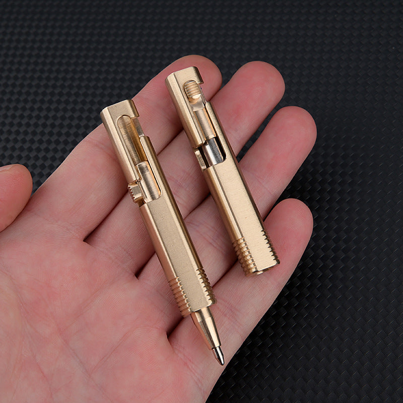 Brass retro mini bolt action pen - Writing tool. Golf scorecard pen. EDC, pocket carry. Camping kit gift.