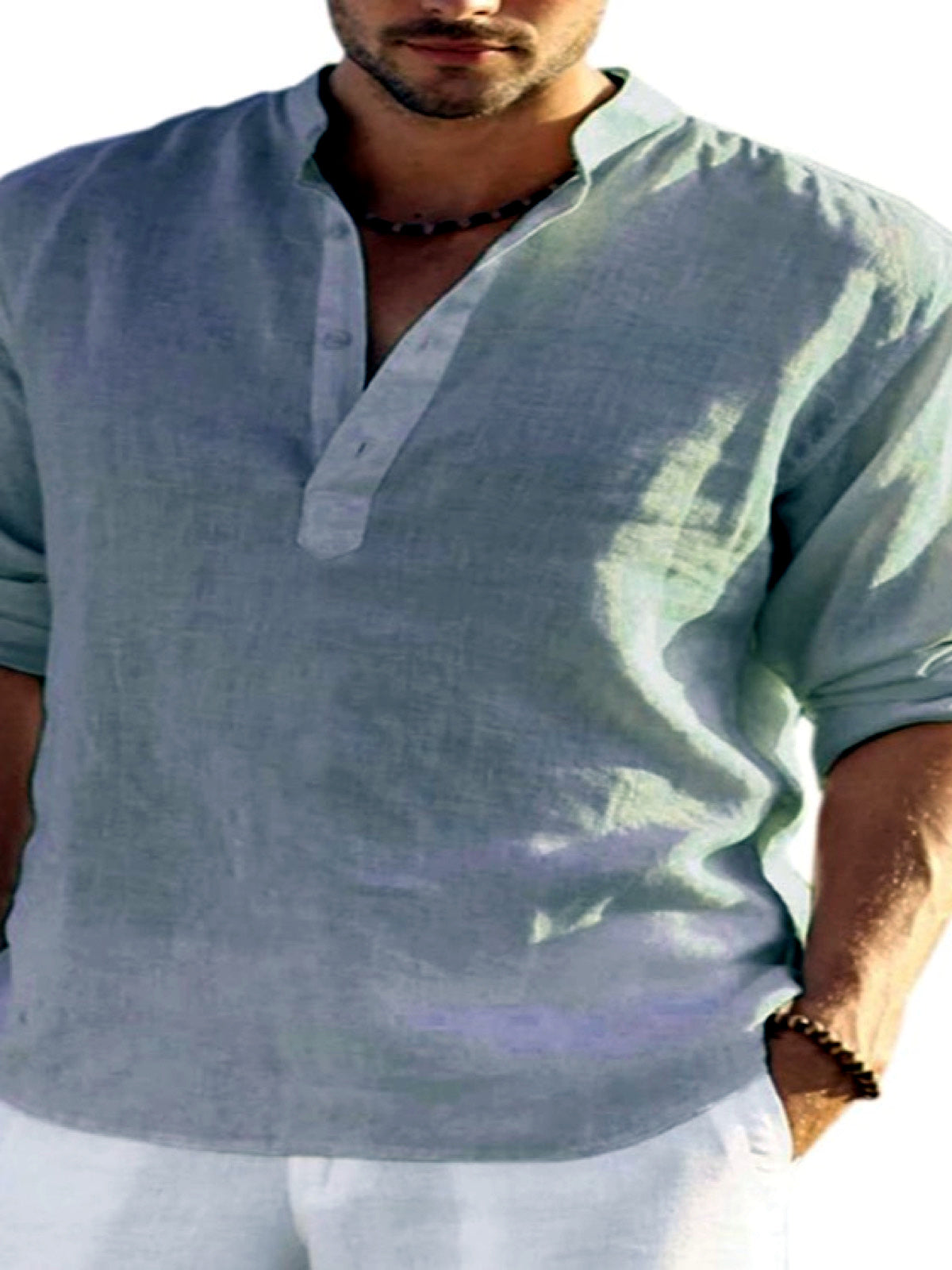 Men's Quick-Dry Henley Short Sleeve T-Shirt in Gray - product view
