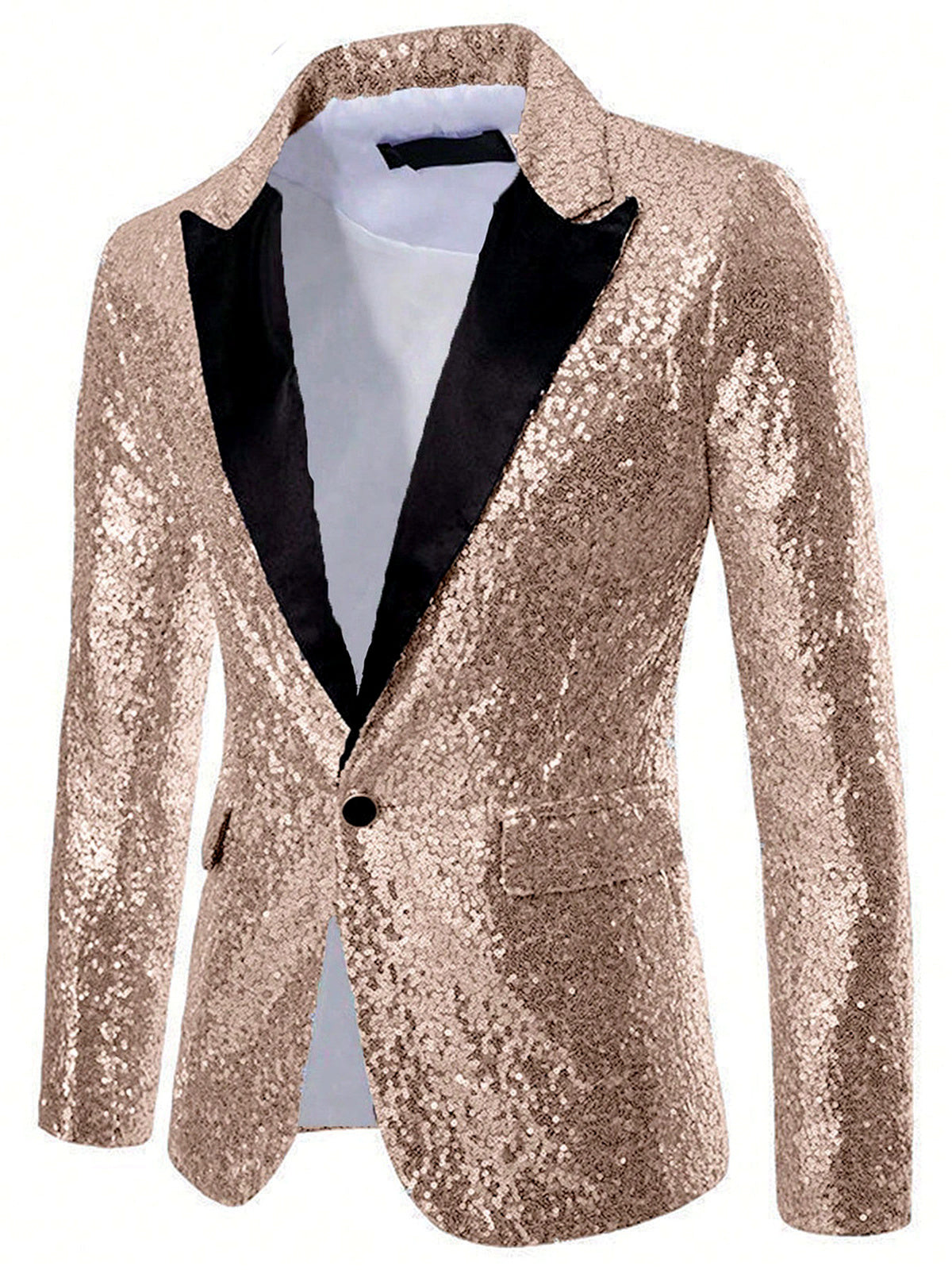 Men's Slim Fit Long Sleeve Blazer for Everyday Smart-Casual Wear in Beige - product view