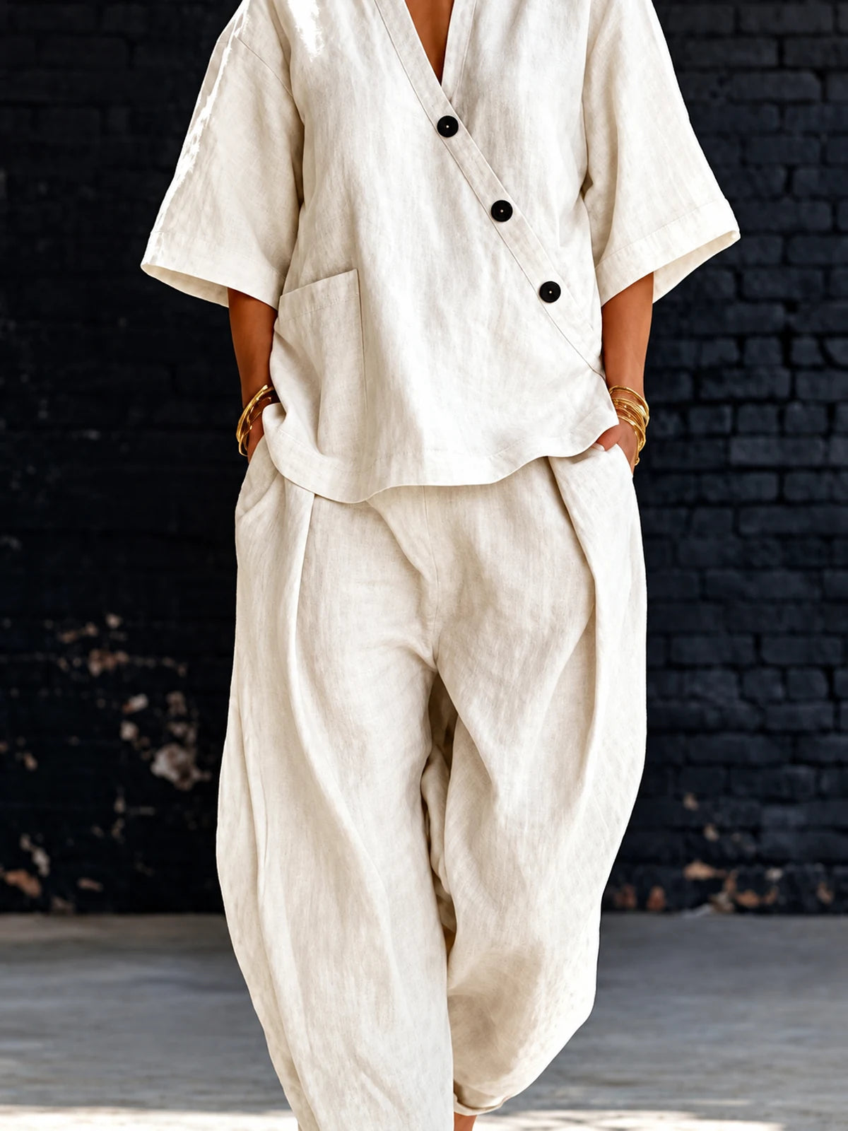 Women's Top and Wide-Leg Pants Two-Piece Set - product detail view 2