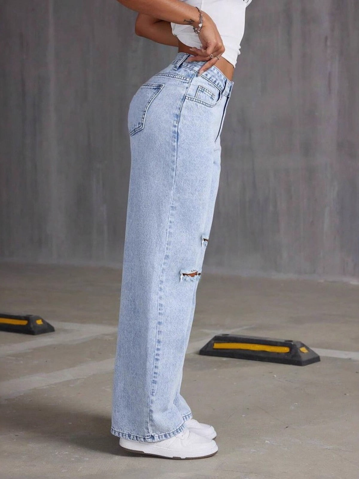 Women's High Waist Distressed Denim Bermuda Shorts Raw Hem Ripped Summer Jeans Shorts product image