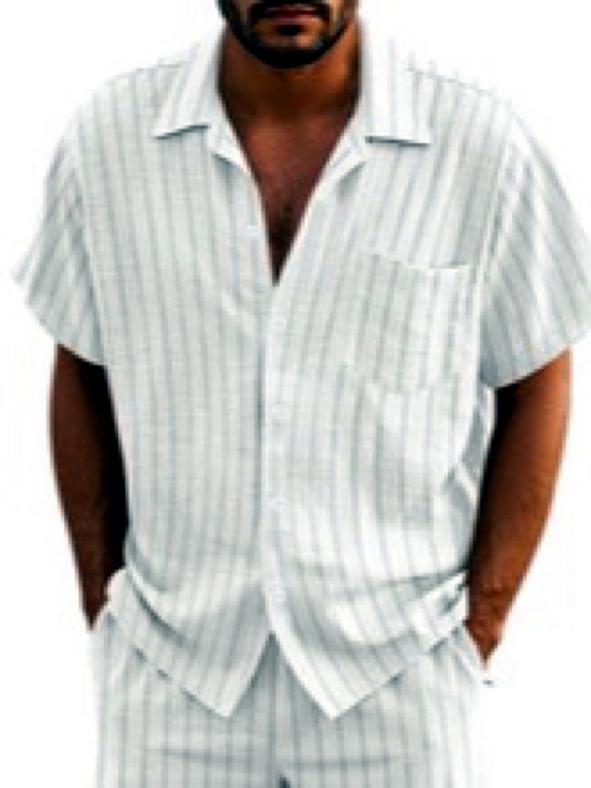 Men's Linen Blend Short Sleeve Shirt Lightweight Casual Summer Button Shirt - product detail view 6