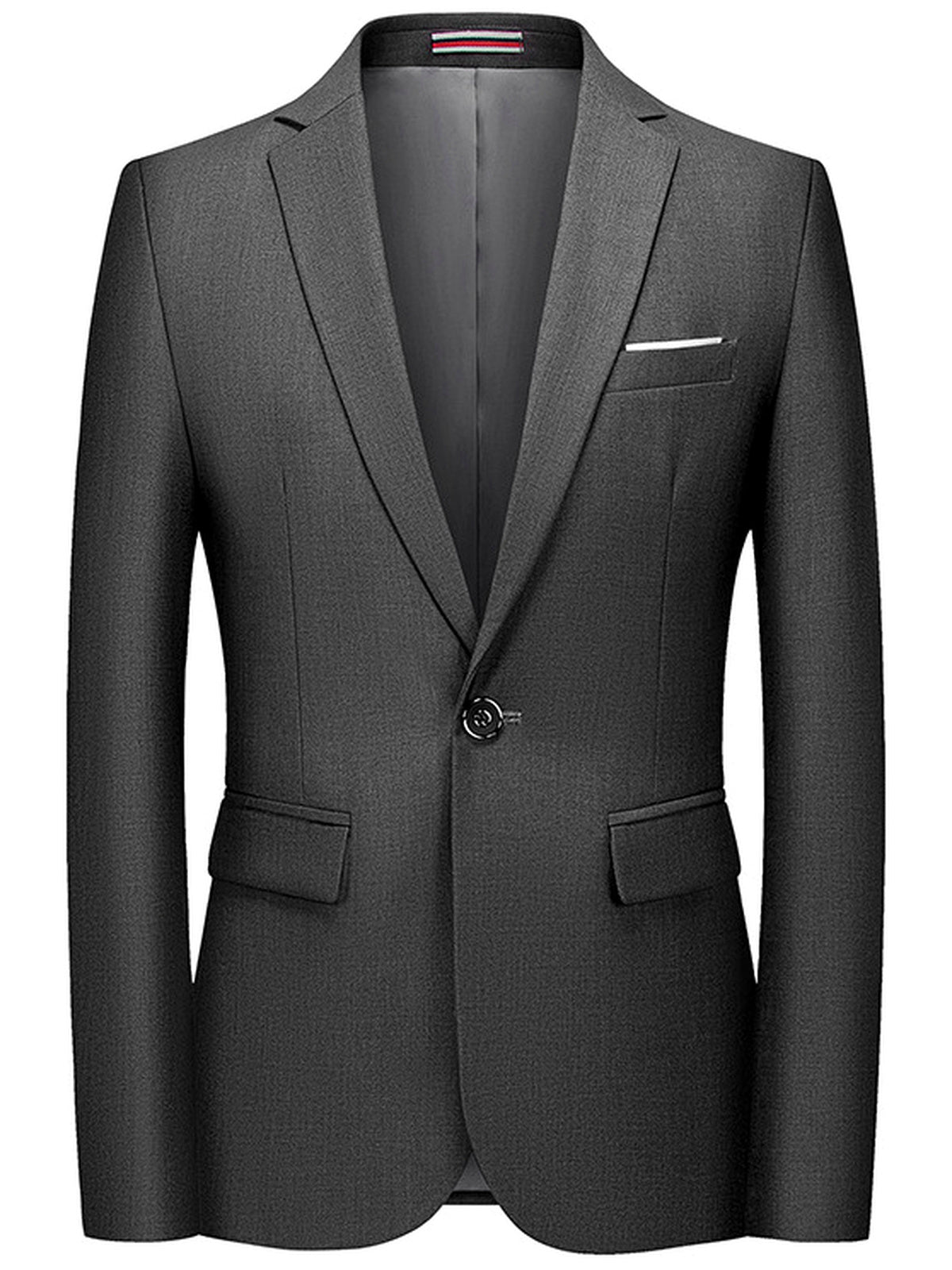 Men's Solid Color Slim Fit Long Sleeve Blazer for Everyday Smart-Casual Wear in Gray - product view