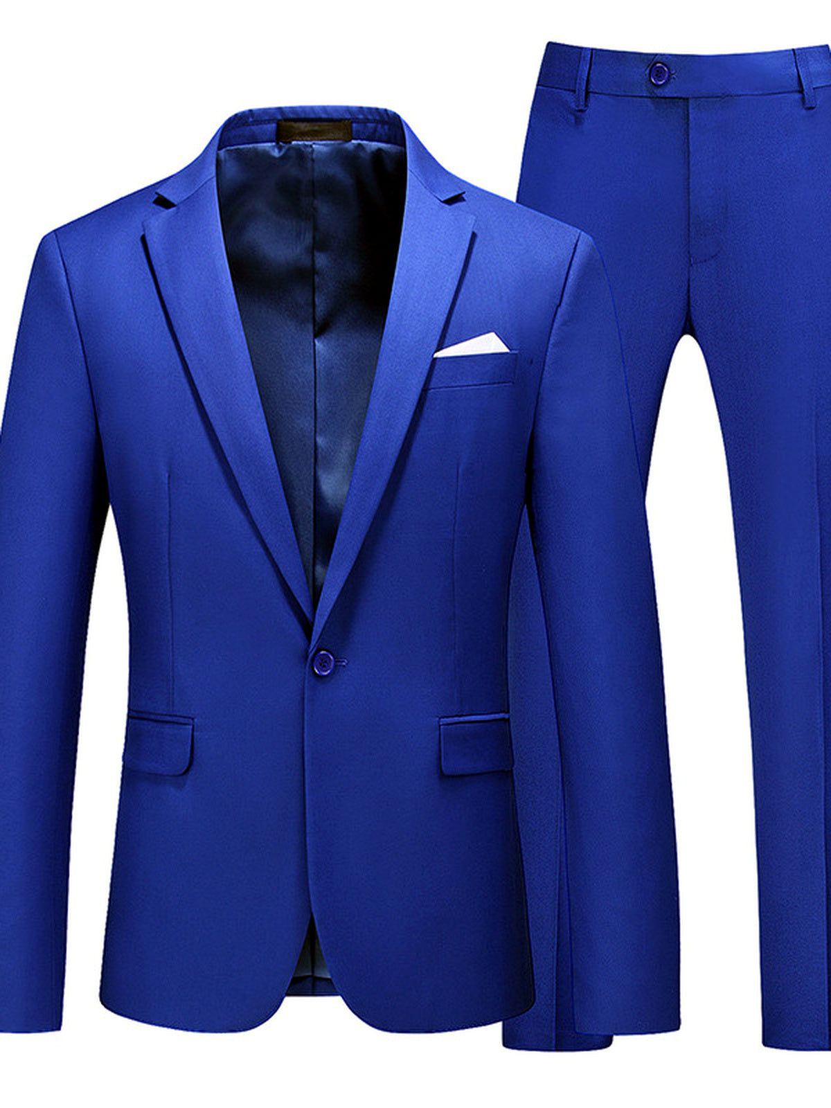 Men's Lightweight Business Blazer and Pants Set Casual Suit Outfit in Royal Blue - product view