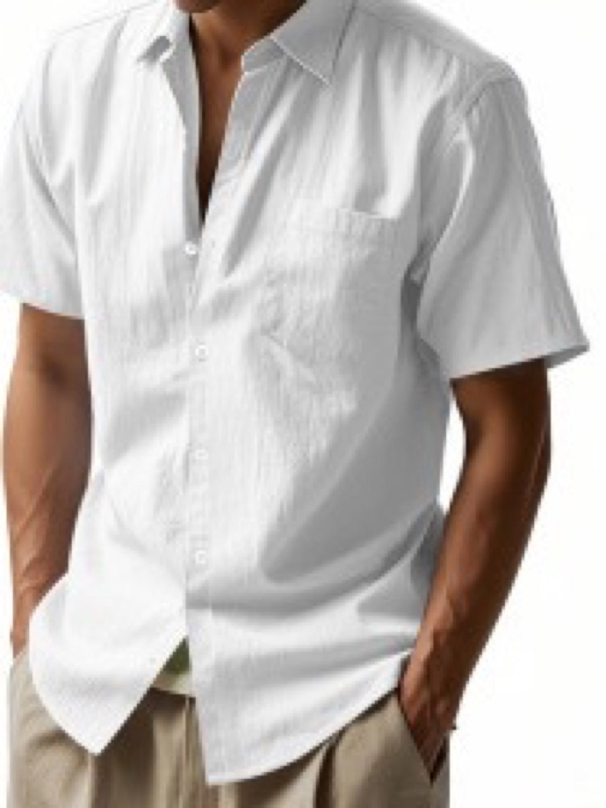 Men's Linen Blend Short Sleeve Shirt Lightweight Casual Summer Button Shirt product image