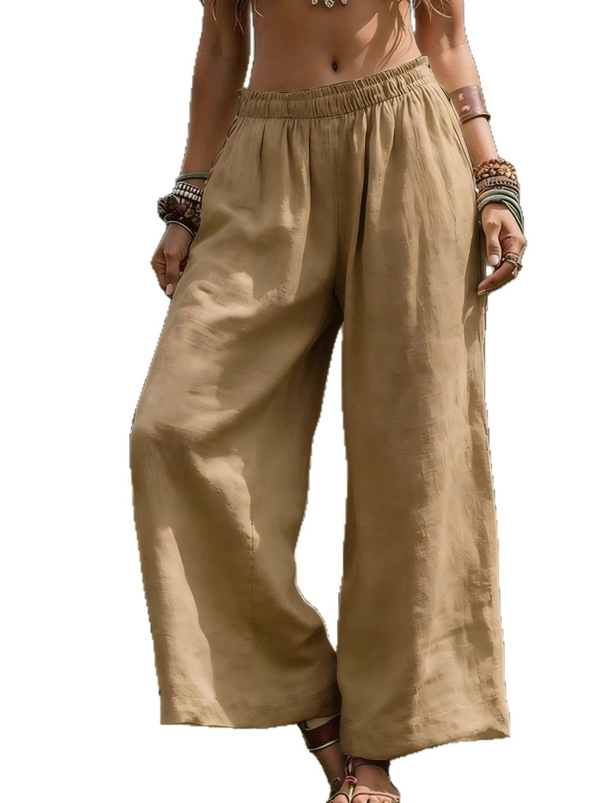 Women's Elastic Waist Wide Leg Pants Loose Casual Fall Winter Trousers product image