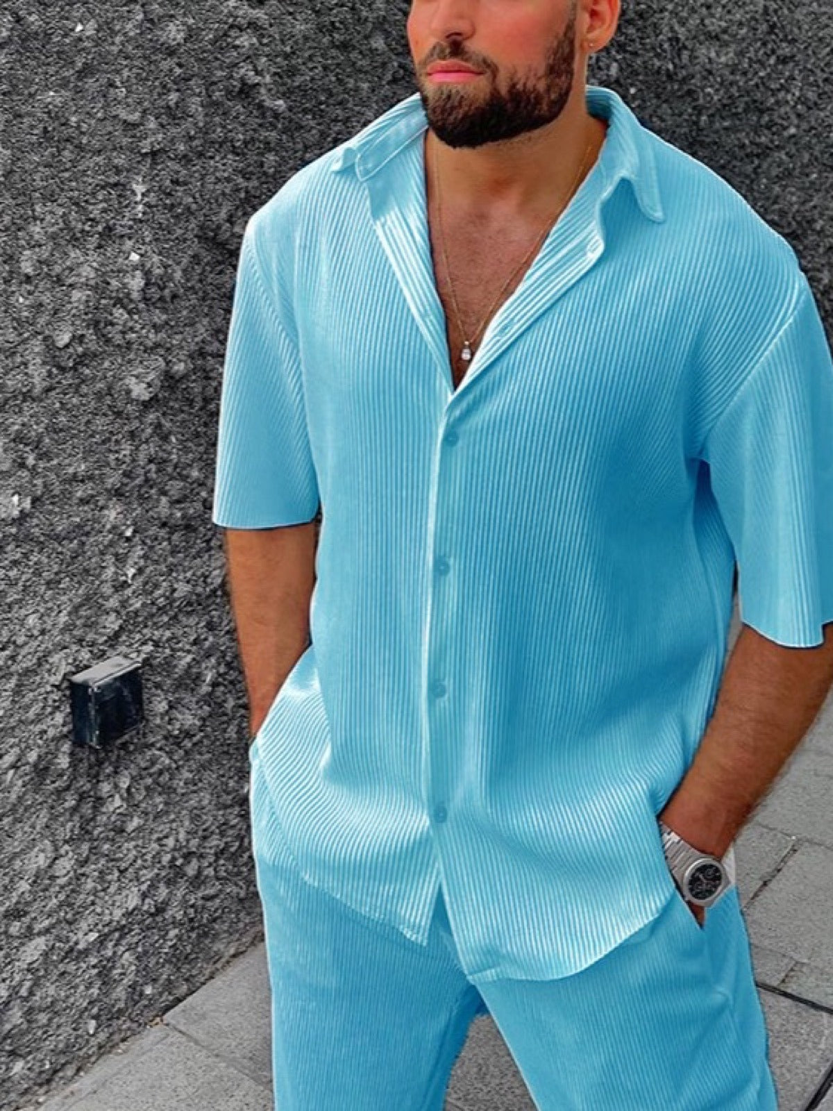 Men's Linen Blend Summer Shirt and Pants Set product image