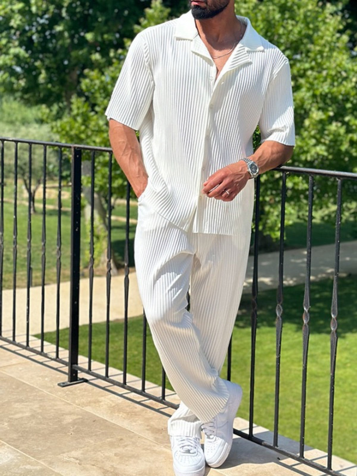 Men's Linen Blend Summer Shirt and Pants Set product image
