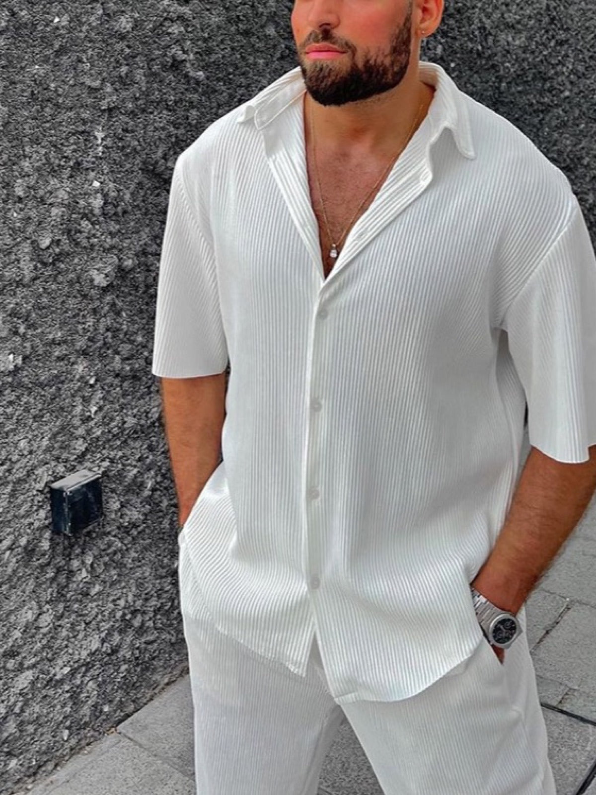 Men's Linen Blend Summer Shirt and Pants Set product image