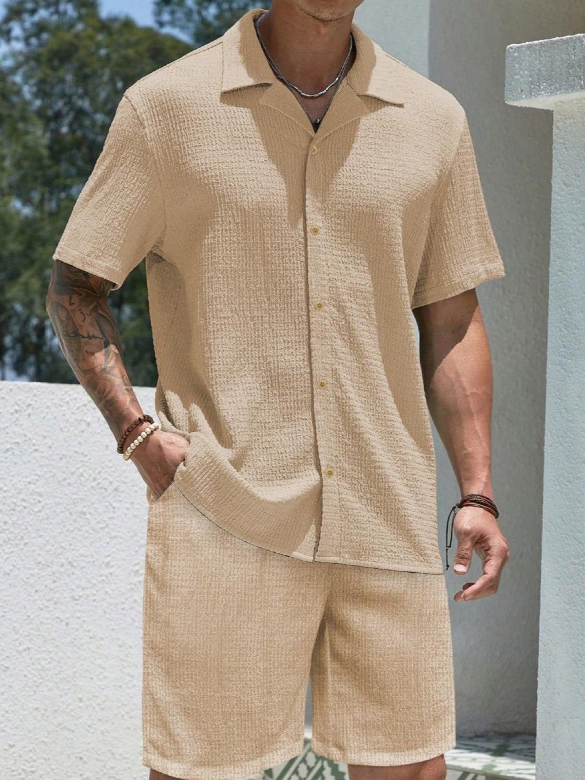 Men's Linen Blend Summer Shirt and Pants Set product image
