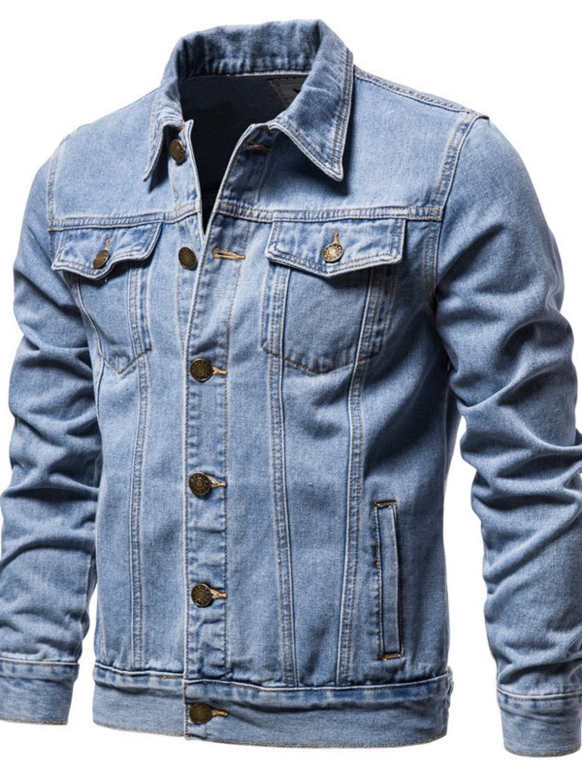 Men's Denim Jacket Slim Fit Casual Cotton Jean Jacket Streetwear Outerwear product image