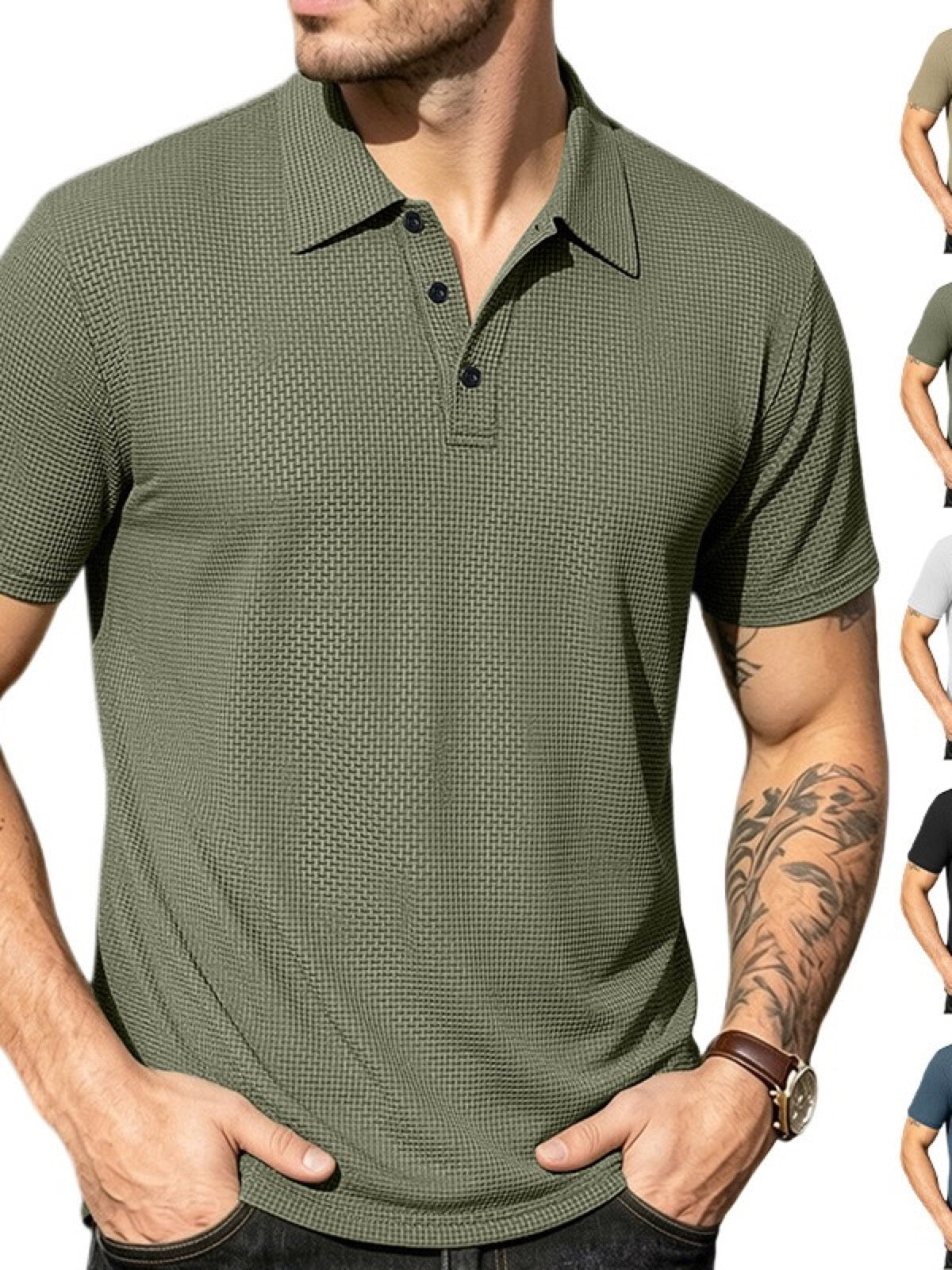 Men's Quick-Dry Henley Short Sleeve T-Shirt product image