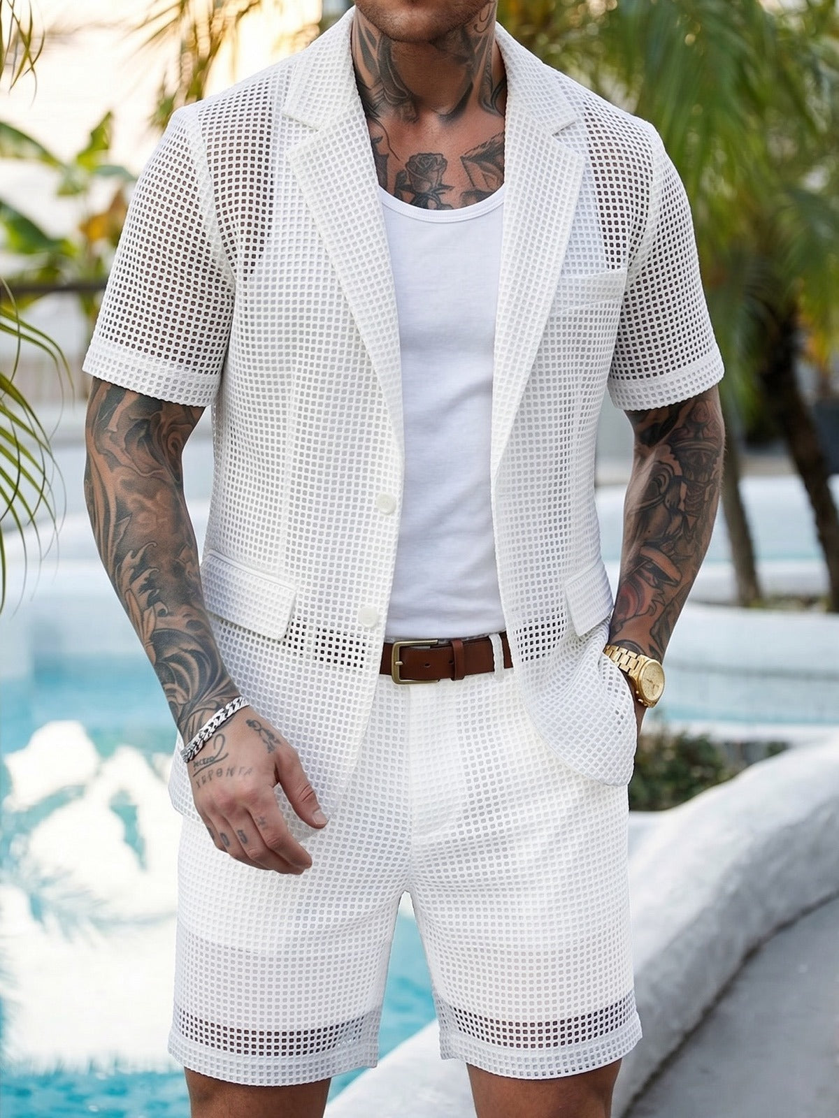 Men's Lightweight Business Blazer and Pants Set Casual Summer Suit Outfit product image