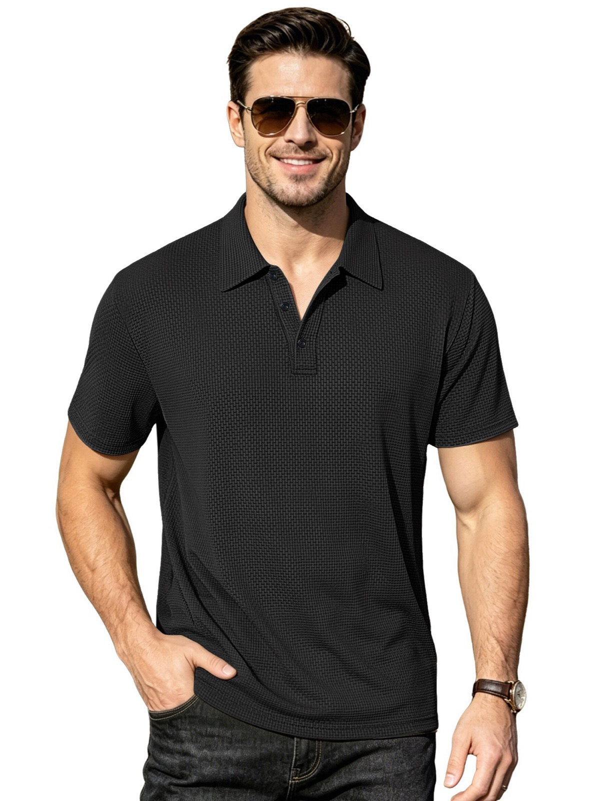 Men's Quick-Dry Henley Short Sleeve T-Shirt product image