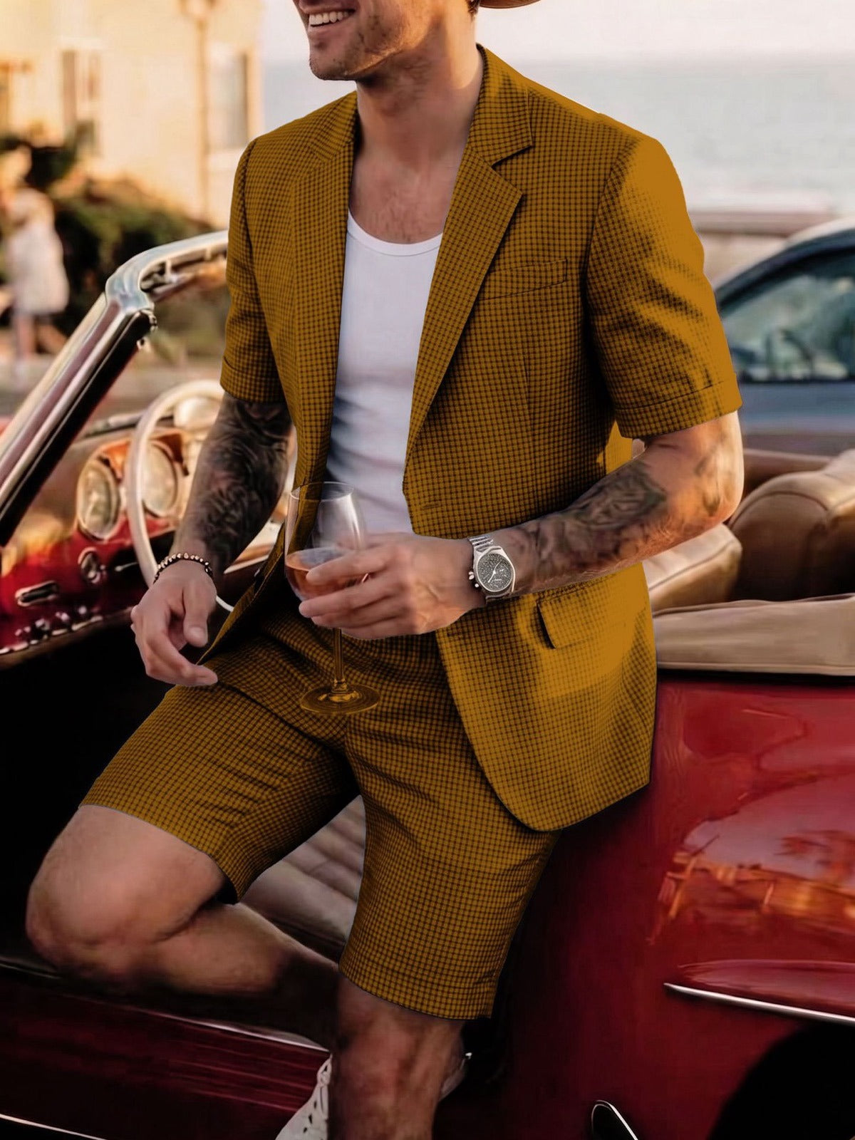 Men's Lightweight Business Blazer and Pants Set Casual Summer Suit Outfit product image