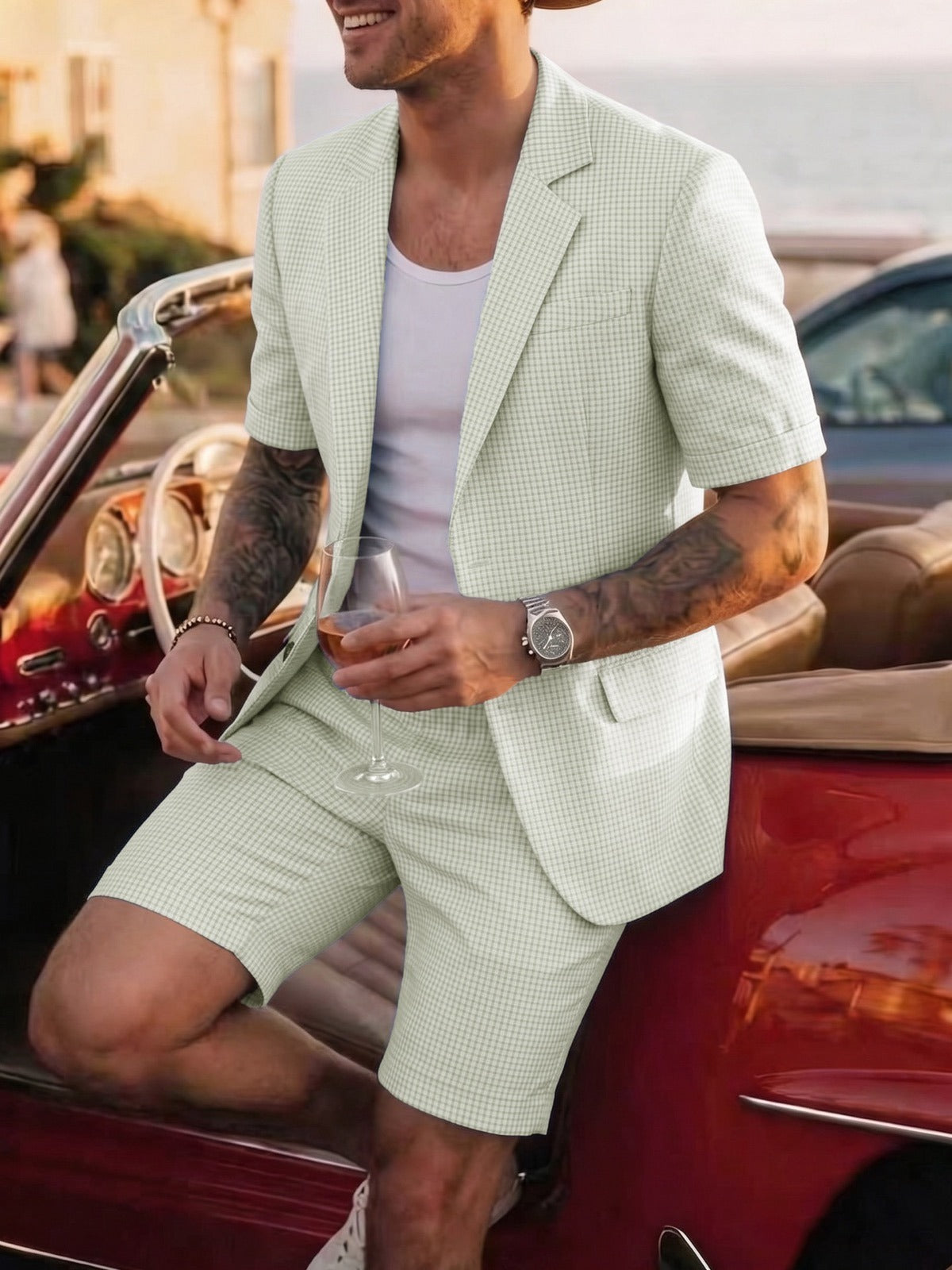 Men's Lightweight Business Blazer and Pants Set Casual Summer Suit Outfit product image