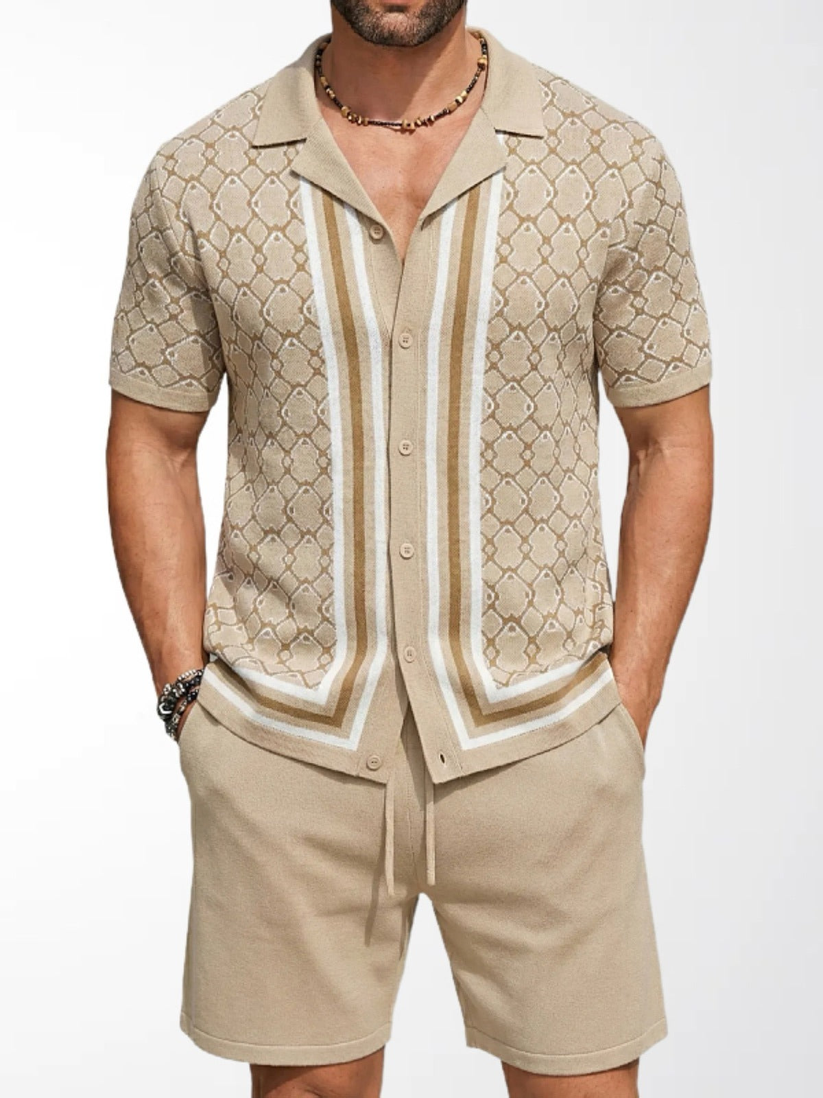 Men's Lyocell Cotton Casual Bermuda Shorts Elastic Waist Summer Shorts product image