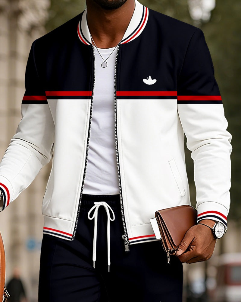 Men's Minimalist Color-Block Jacket Sports Jogging Set 18