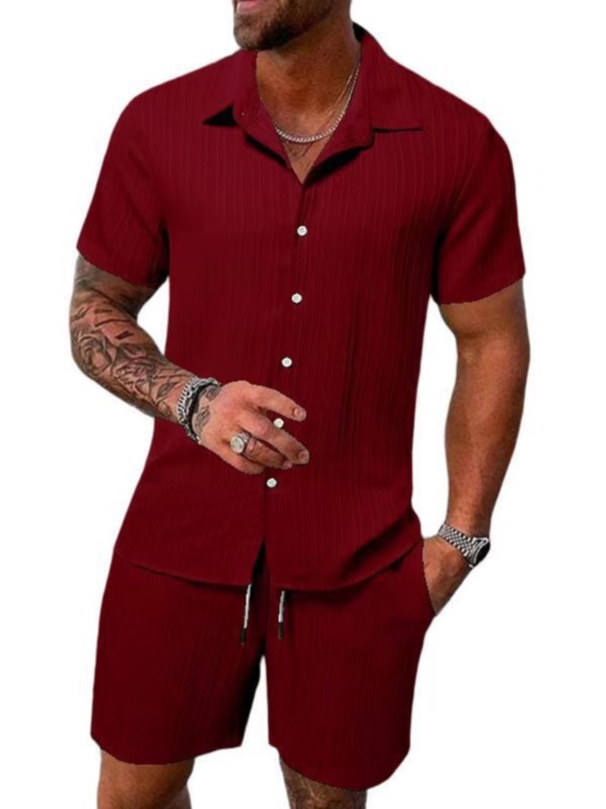 Men's Lyocell Cotton Casual Bermuda Shorts Elastic Waist Summer Shorts product image