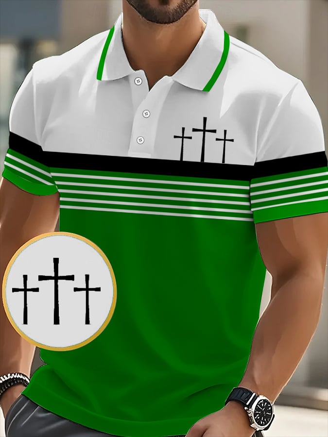 Men's Retro Faith Casual Printed Polo Shirt