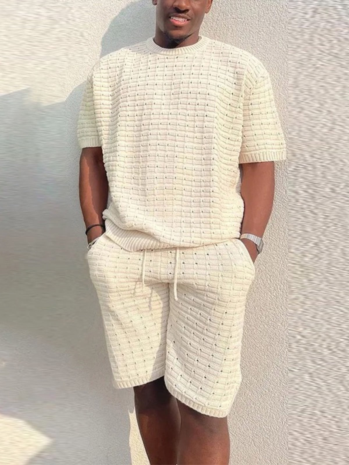 Men's Lyocell Cotton Casual Bermuda Shorts Elastic Waist Summer Shorts product image